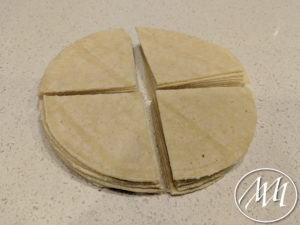 Tortillas cut in fourths for chips