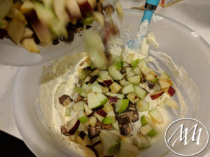 Snickers candy bar and apples in cool whip