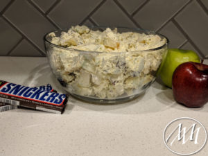 Finished Snickers salad with apples