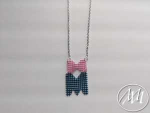 Finished Plastic Canvas Bow and Initial Necklace