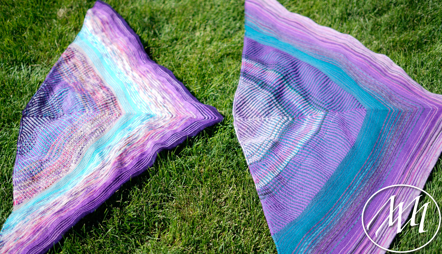 Two What the Fade Shawls in the Grass