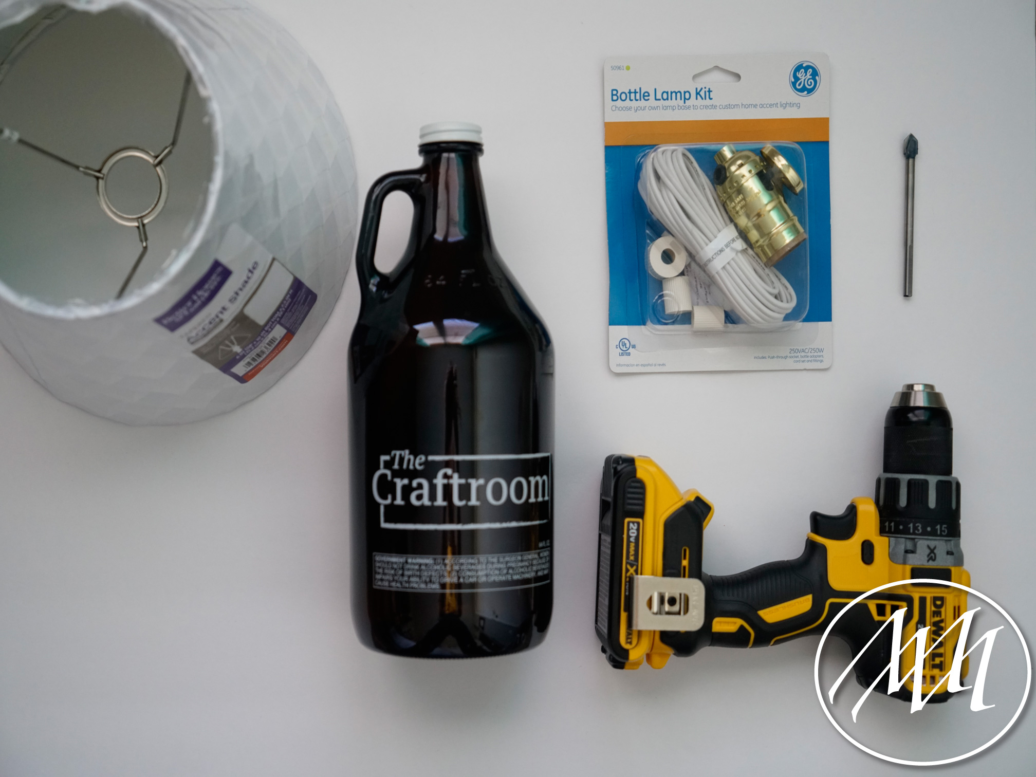 Materials needed for growler lamp 