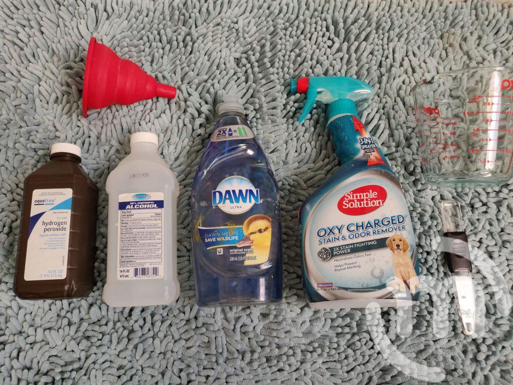 Materials needed for daily shower spray